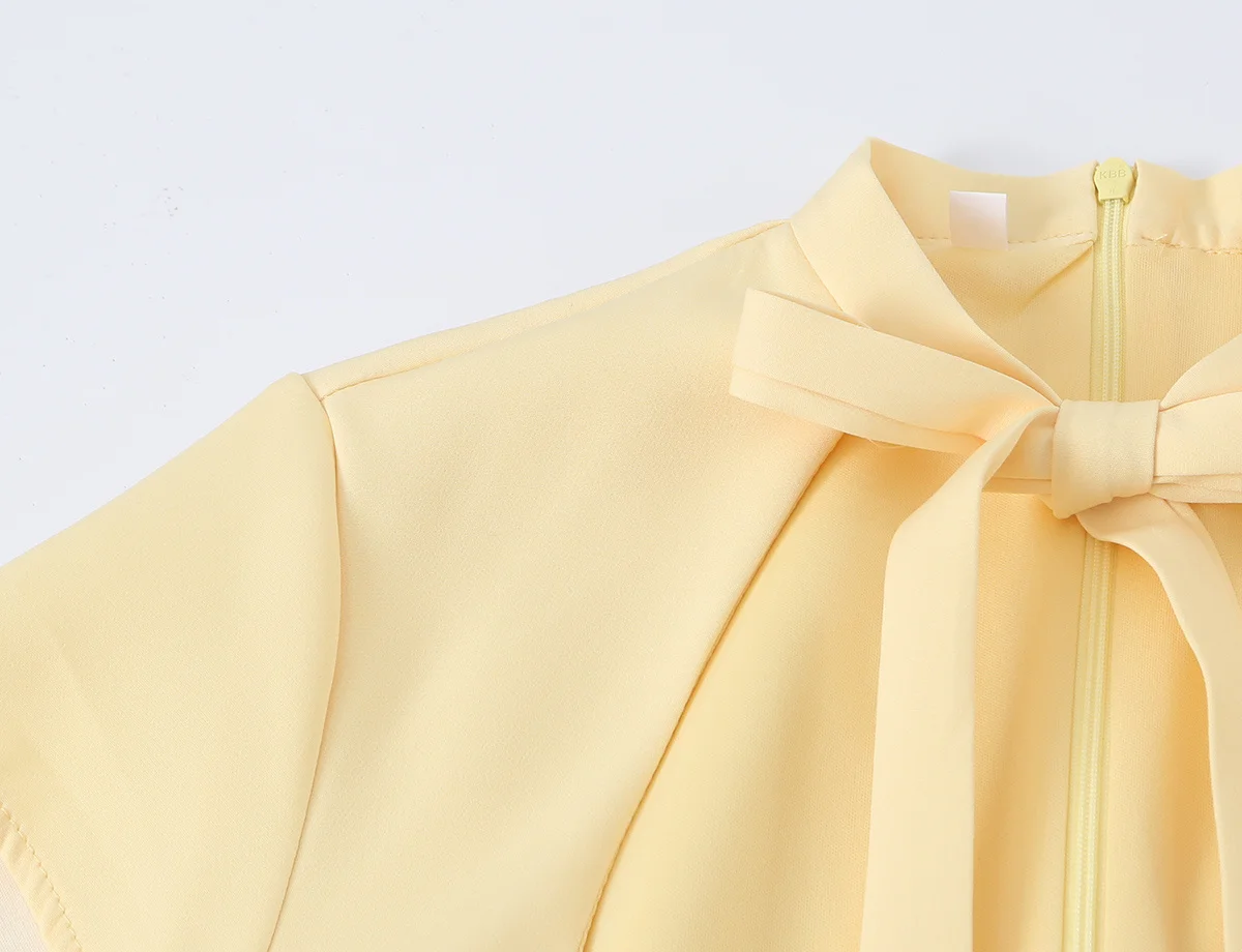 HH Damenmode Elegantes Kurzarm-Minikleid Schickes Schleifenkragen-Kleid mit Schnürung Gepunktetes Figurbetontes Kleid Sommer 2026 Strandparty Sexy Kleid – Detail 14