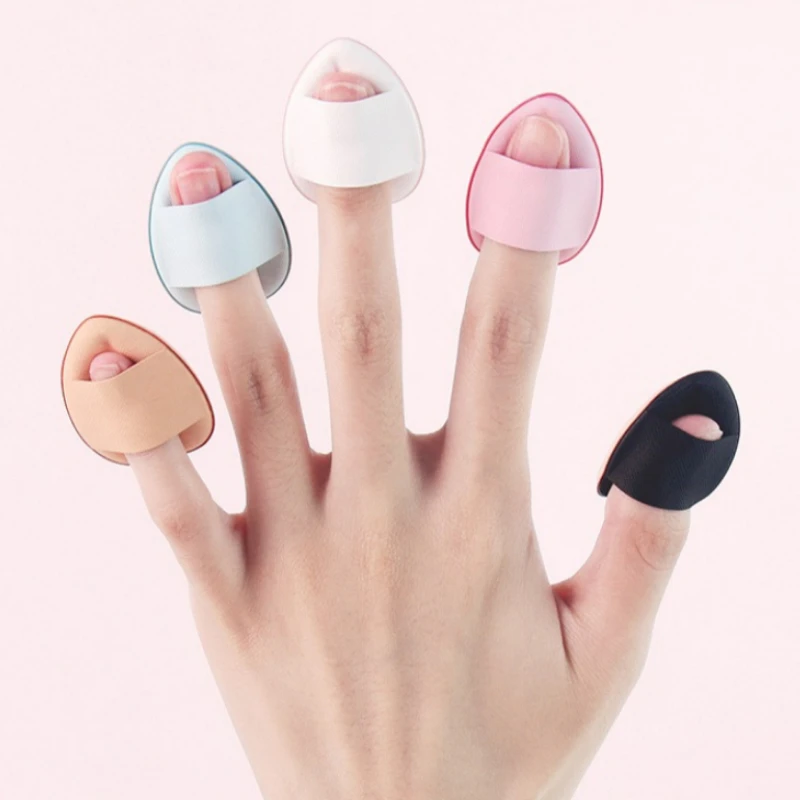 Mini Thumb Makeup Puff, Teardrop Beauty Sponge Finger Velvet Small Powder Puff Non-Absorbing Powder, Wet & Dry Use for Concealer