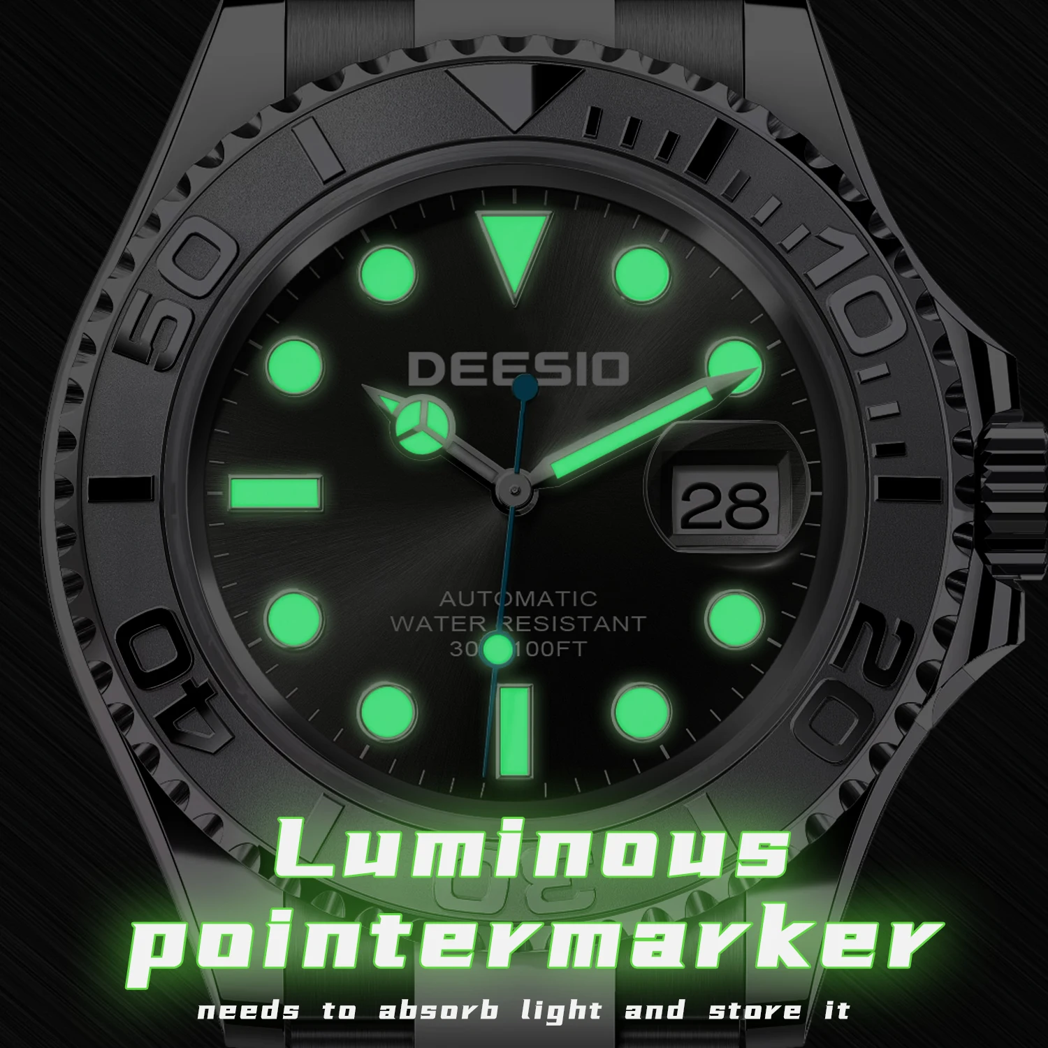 Deesio Automatic Mechanical Watch for Men Business Dress Luminous Hands Waterproof 30M Gift for Boyfriend Him Christmas Birthday