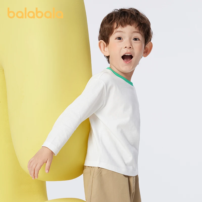 Balabala Long-Sleeve T-Shirt Unisex 2024 Spring New Edition Boys Girls Clothing Baby Versatile Base Shirt