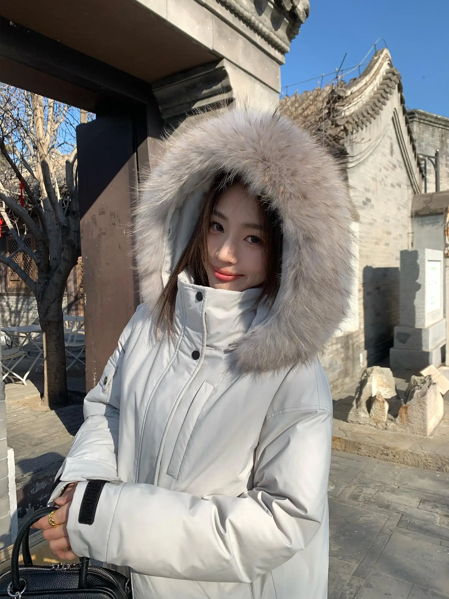 

Pusumede Women's Parka Coat with Hood Large Fur Collar Warm Du down 90% Filling Polyester Fiber Thi Winter Jaet