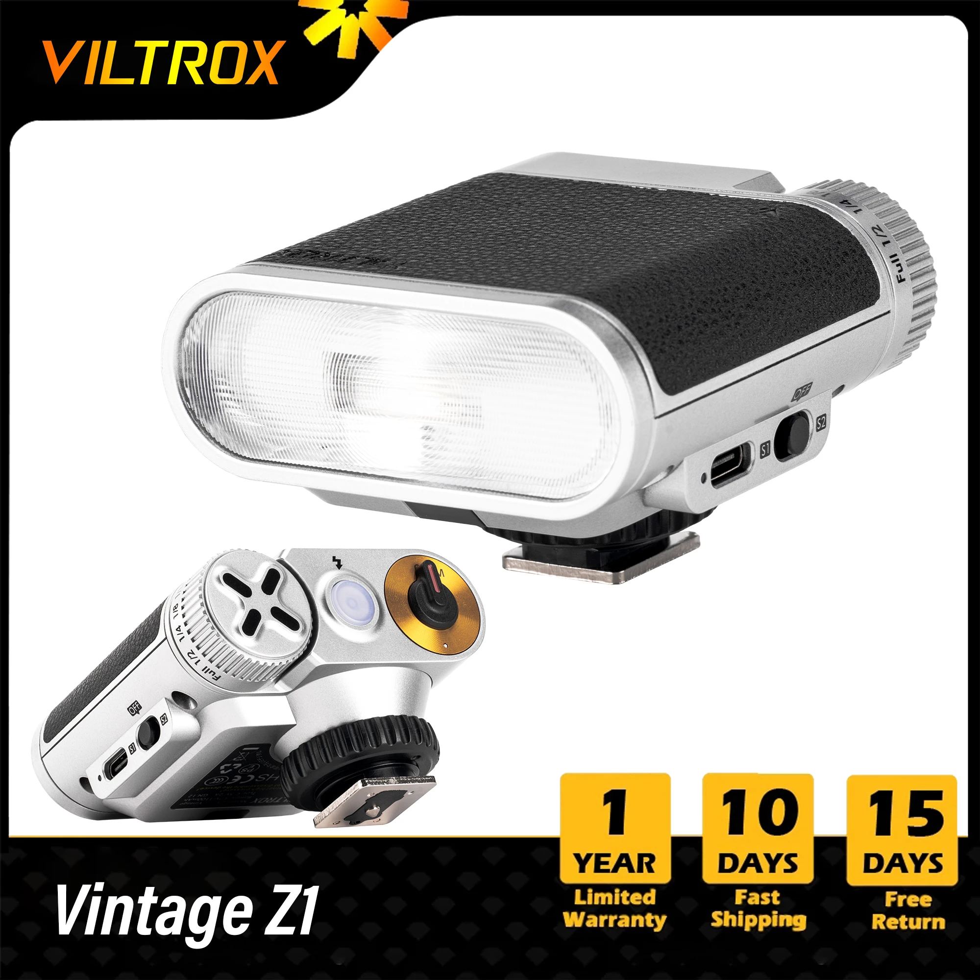 Viltrox Vintage Z1 Мини-вспышка для камеры Ретро-вспышка для фотосъемки GN12 Накладная камера для камеры Canon Nikon Sony Fuji