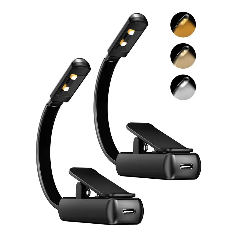 HRBAJ-2 Pack Book Light Reading Lights For Books In Bed 3 Color & Stepless Dimming Brightness, Up To 60 Hours Lighting