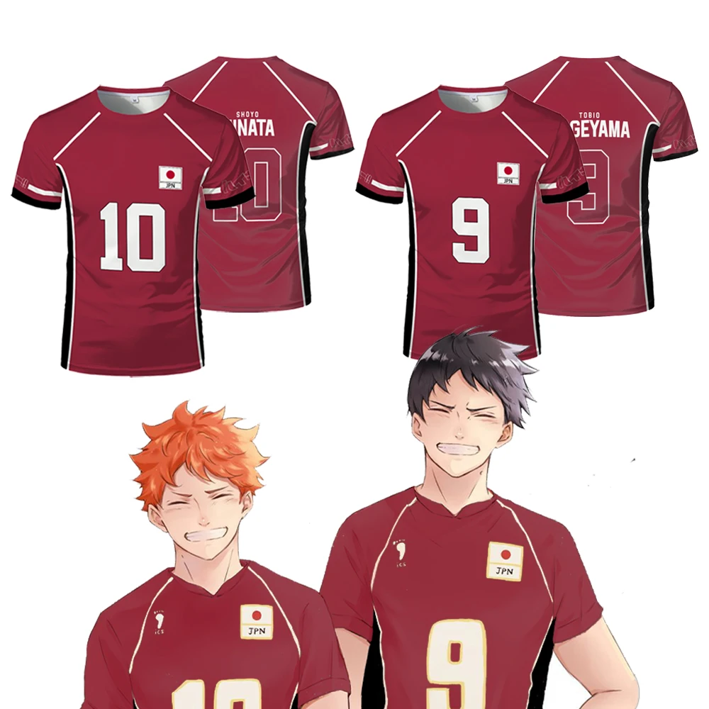 Haikyuu Nekoma Red Cartoon Anime Cosplay Men Jersey Summer Short Sleeve Children Unisex Tee Tops Quick-Dry Fashion Women T-shirt