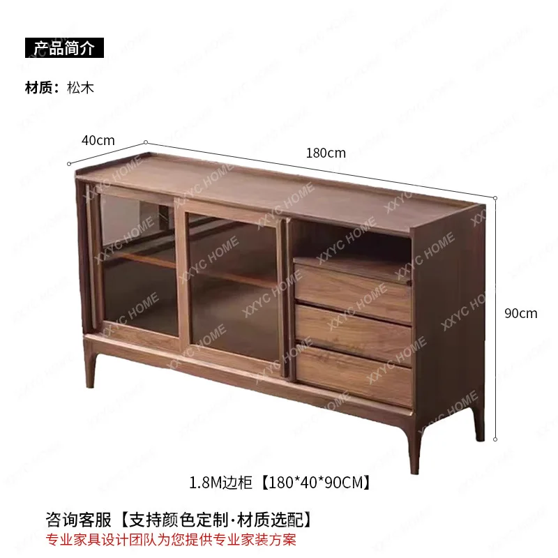 

Medieval solid wood dining side cabinet integrated living room locker against the wall