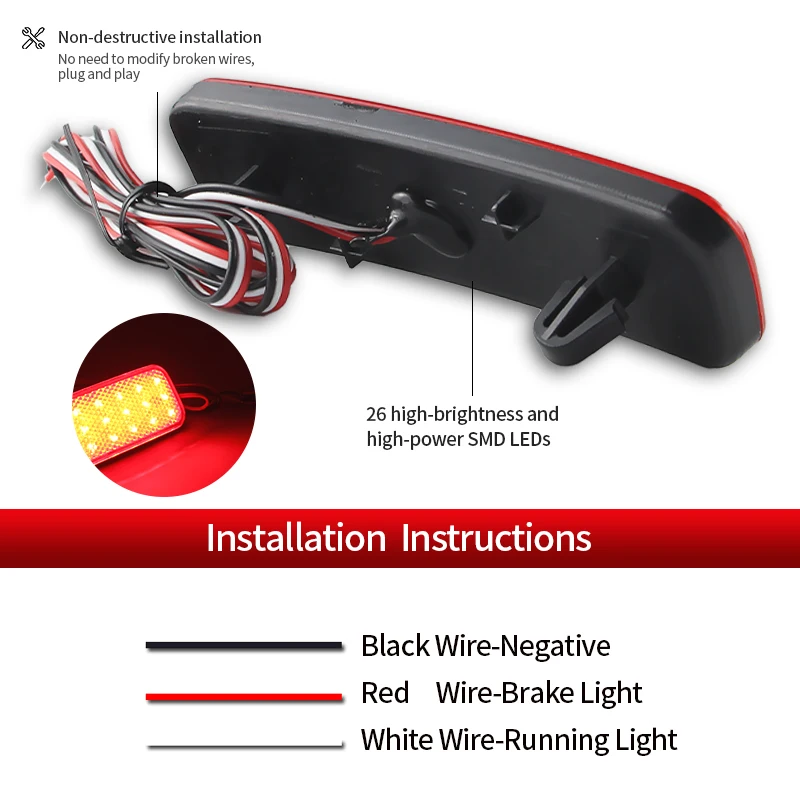 1 Set For Ford Transit Van Custom Connect Tourneo 2013-UP LED Rear Bumper Reflector Light Reverse Tail Brake Stop lamp