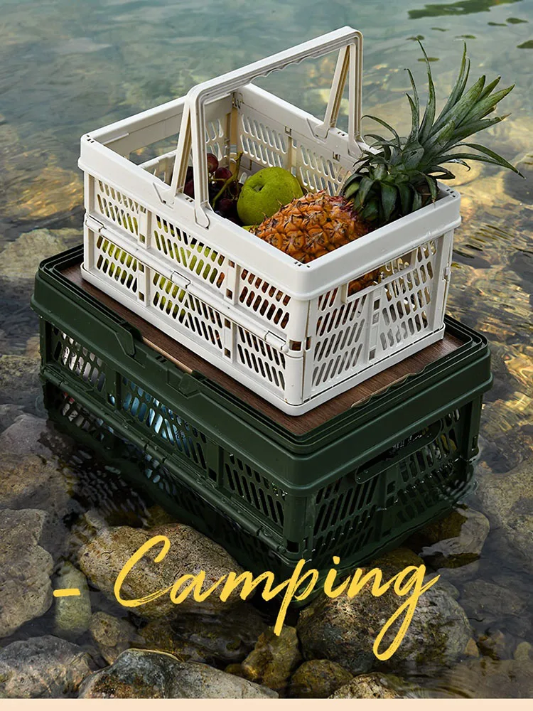 

Multi-Function Party Camping Folding Storage Box Bucket Picnic Snacks Fruit Organizing Basket Travel Car Trunk Storage Box