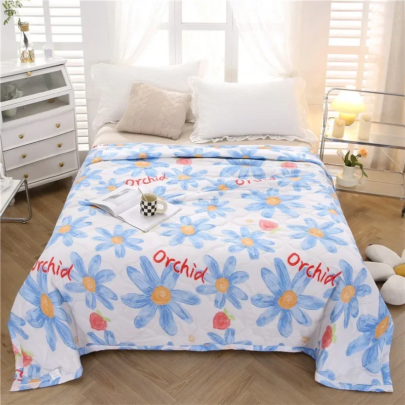 Summer Thin Cartoon Print Quilt Air Condition Quilt Lightweight Comforter Four-season 100/150/180/200cm Single Bed Quilt  여름 이불