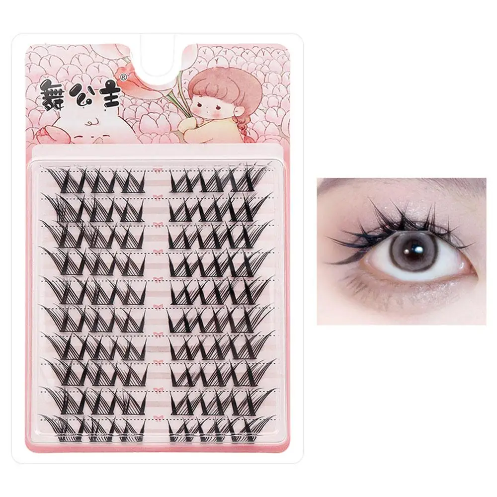 8-12MM Natural Fairy Lash Clusters D Curl Wispy Anime Individual Lashes Wet-Look Invisible Lash Band Manga Eyelash Clusters