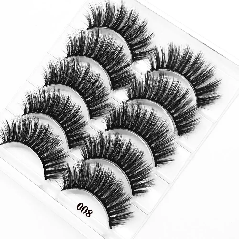 SKONHED 5 paires femme fait à la main moelleux Wispies faux cils 3D vison cheveux Extension de cils entrecroisé