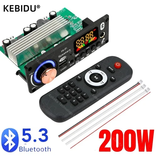 Imagen 1 del producto Bluetooth 5,3 DIY 200W amplificador MP3 placa decodificadora 12V micrófono FM Radio TF USB Audio para coche reproductor de música altavoz Control de volumen