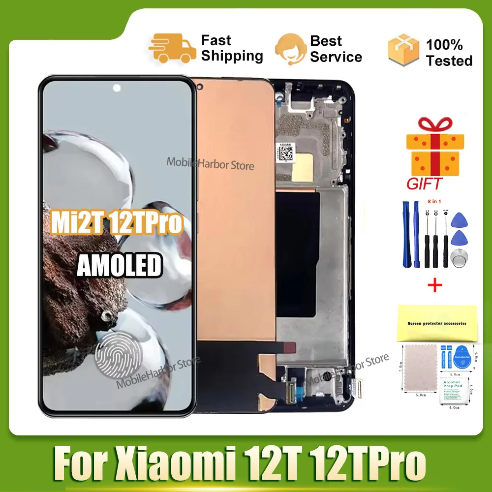 6.67'' AMOLED for Xiaomi 12T Pro LCD 22071212AG Display Touch with Frame Digitizer Assembly for Mi 12T 22081212UG