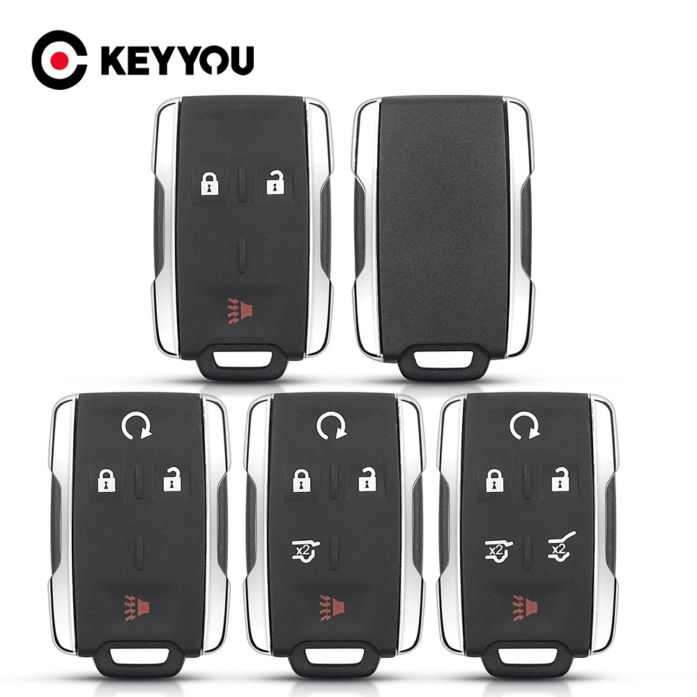 KEYYOU 3/4/5/6BTN Sarung Kunci Mobil untuk GMC Yukon XL Chevrolet Tahoe Kecil Sierra Silverado Remote Key FOB Cangkang Perumahan