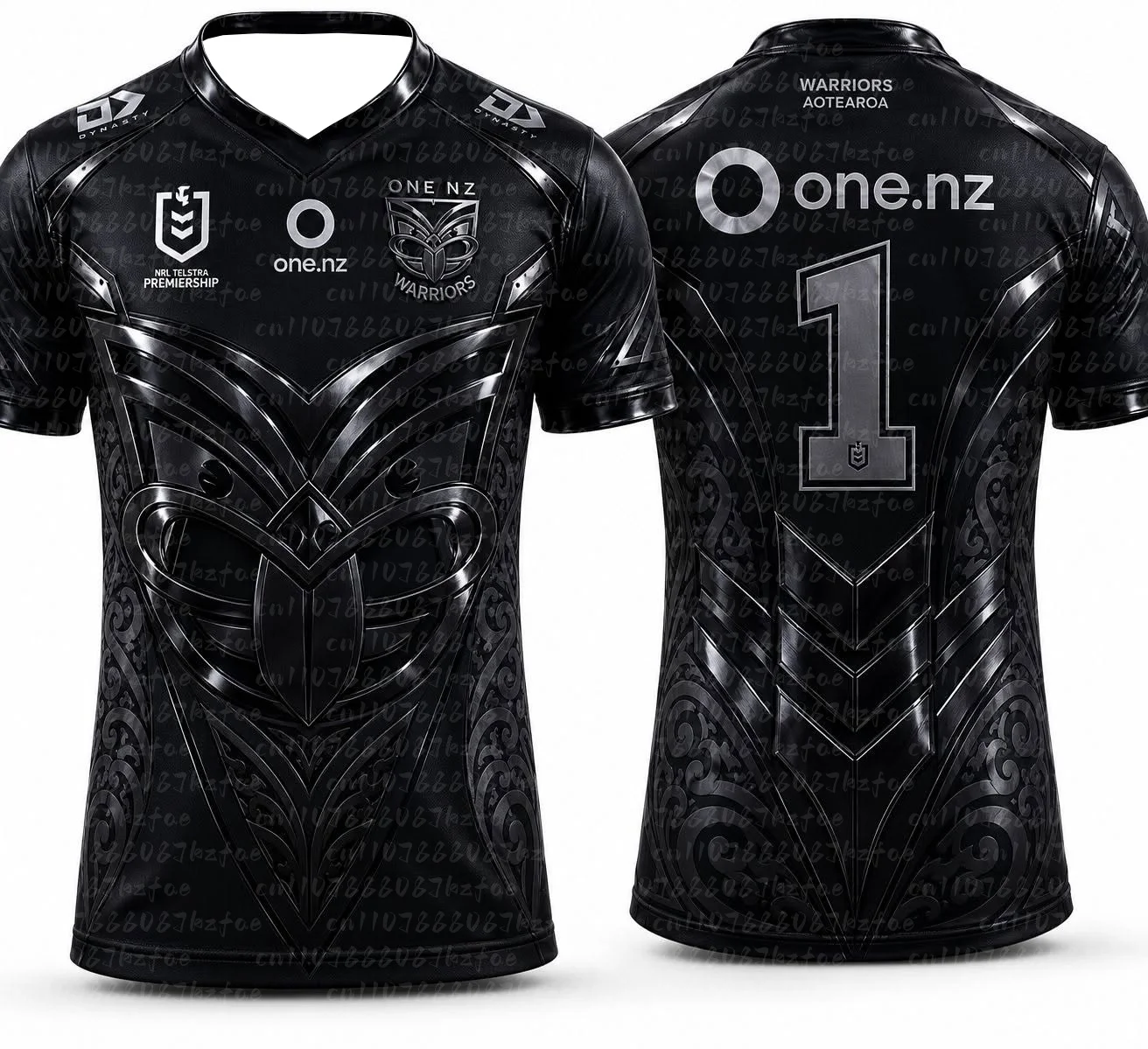 Familien-Partnerlook: Warriors Maori Tribal Metallic Print Rugby-Trikot, Oversized, Schwarz, mit Koru-Muster, Nummer 1, Mesh-T-Shirts – Detail 10