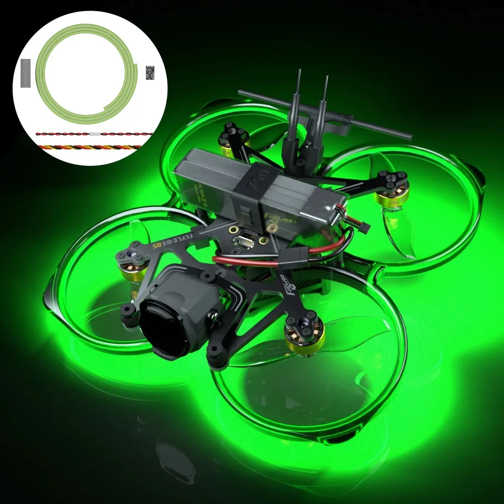 Tira de LED Flexible Flywoo con 3,3 V BEC 2,7mm de ancho 1M de longitud impermeable para Dron FPV piezas de luz voladora nocturna DIY
