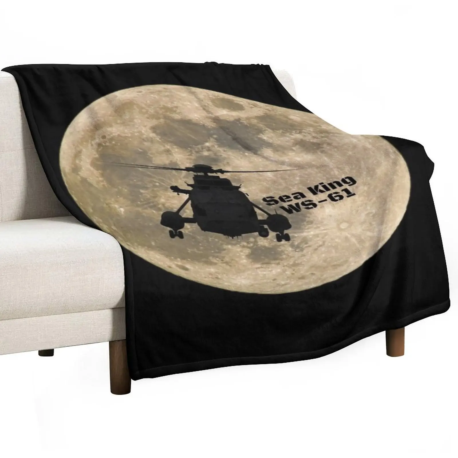 

Sea King WS-61 Silhouetted against a Full Moon Throw Blanket Hairys Sofa Bed covers Bed Fashionable Blankets