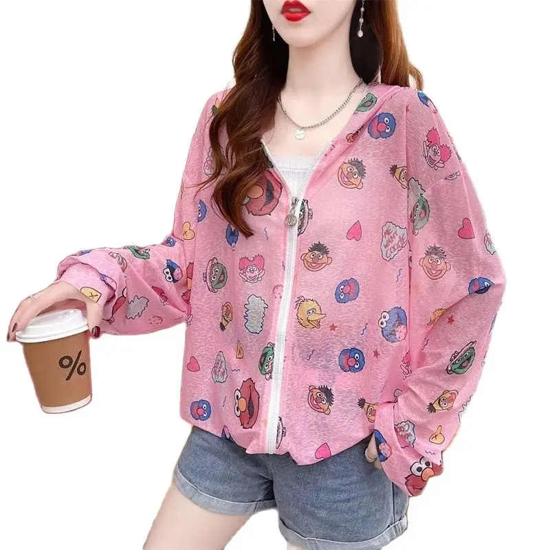 

Ice Silk Sun Protection Clothing Women's Summer Thin Jacket Outdoor Breathable Sun Protection Coat Tops Air Conditioner Shirt