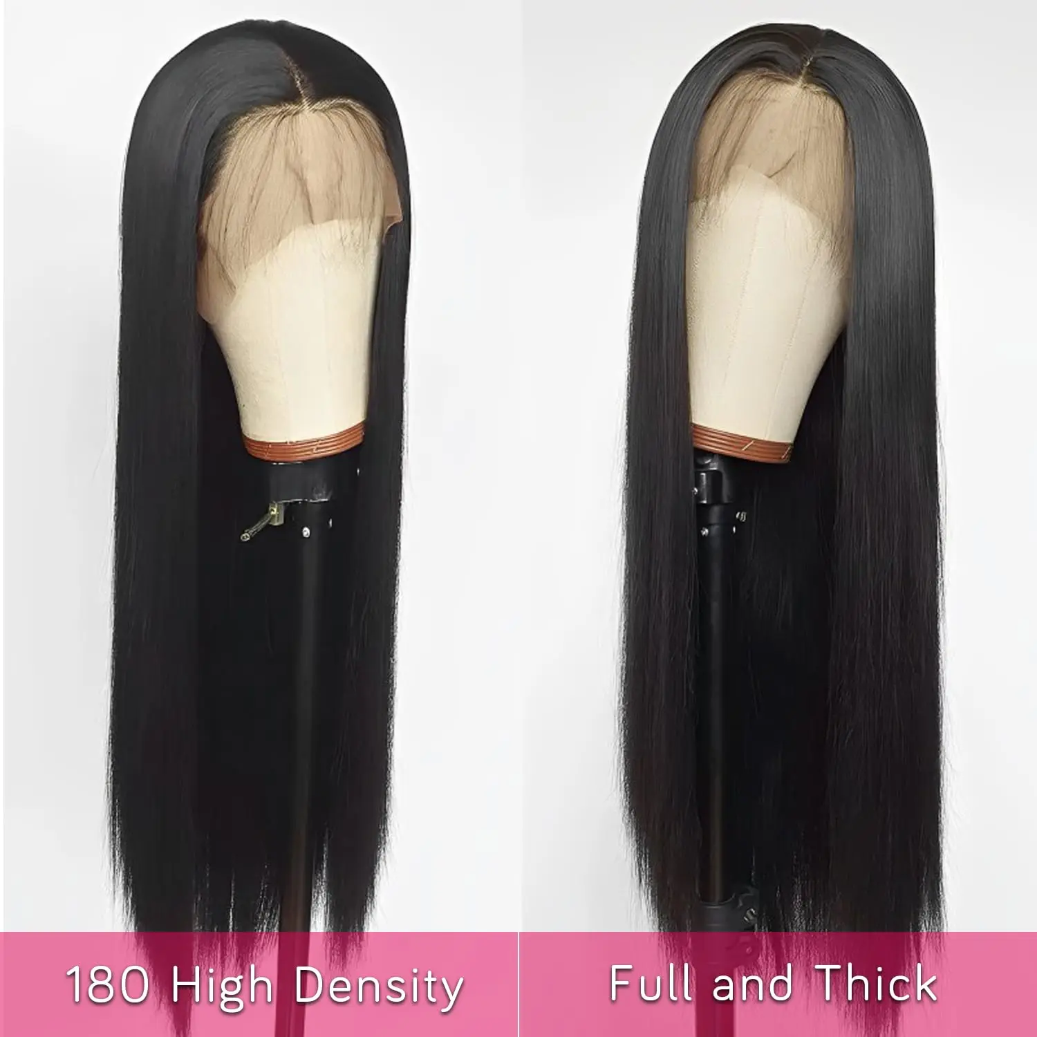 #1B Straight Lace Front Wigs Human Hair HD Transparant Full Lace Human Hair Wigs 180 Density Human Hair Pre Plucked For Women