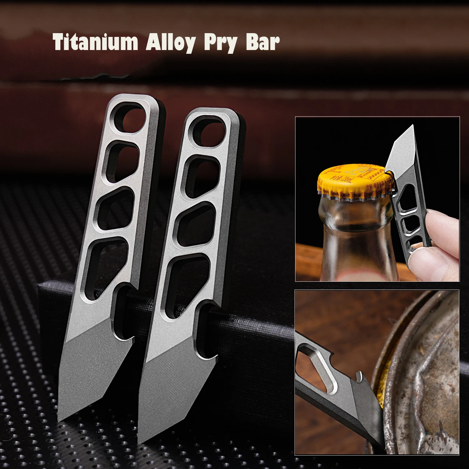 NEW MINI TC4 Titanium Alloy Crowbar Bottle Opener Graduated scale Hexagon Wrench EDC Outdoor Tools Multifunction Camping Gear