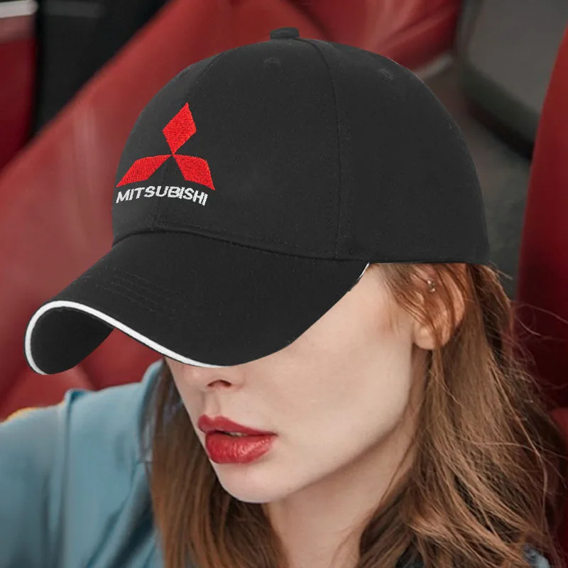 Boné ajustável para esportes ao ar livre, boné de beisebol com emblema para mitsubishi asx lancer pajero outlander l200 delica eclipse