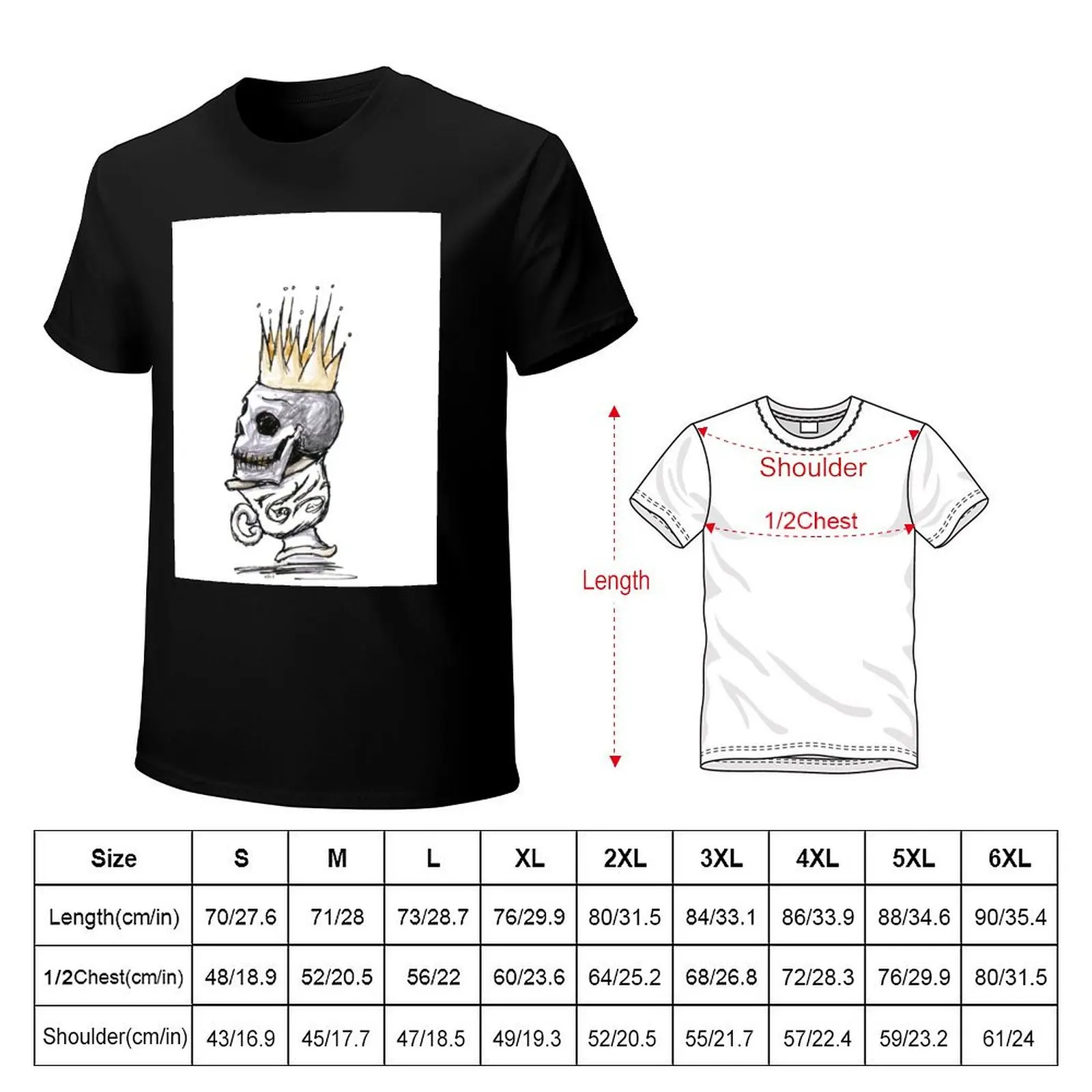 Crowned Skull in a Teacup T-Shirt Work Duty Casual T-Shirt