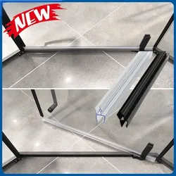 2pcs Transparent PVC Shower Screen Seal strip Anti-skid Clip Wind Water Resistant Seal For 4-12mm Glass Gap Bathroom Accessories