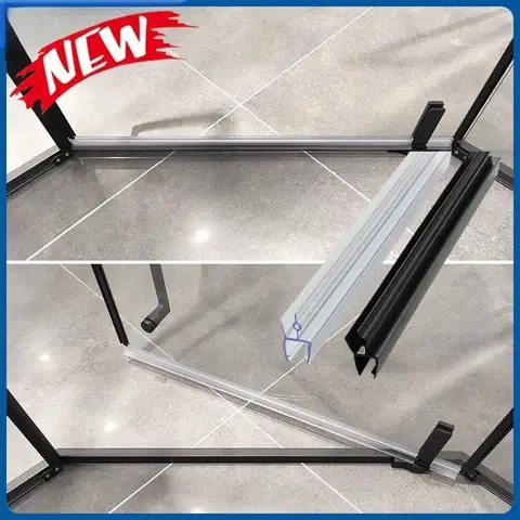 2pcs Transparent PVC Shower Screen Seal strip Anti-skid Clip Wind Water Resistant Seal For 4-12mm Glass Gap Bathroom Accessories