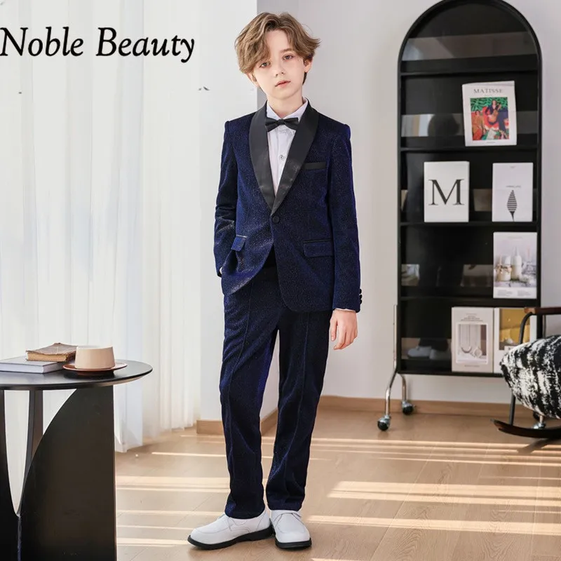 Костюм для мальчика на свадьбу 2024, детский торжественный костюм, комплект, новейший костюм хозяина, модный тканевый костюм для выступлений на фортепиано