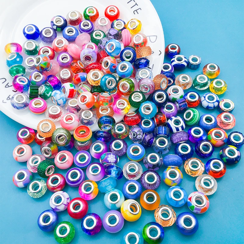 20pcs/lot Big Hole European Beads Loose Spacer Charm Beads for Necklace Bracelet Jewelry Making Pandora Bracelet DIY Accessories