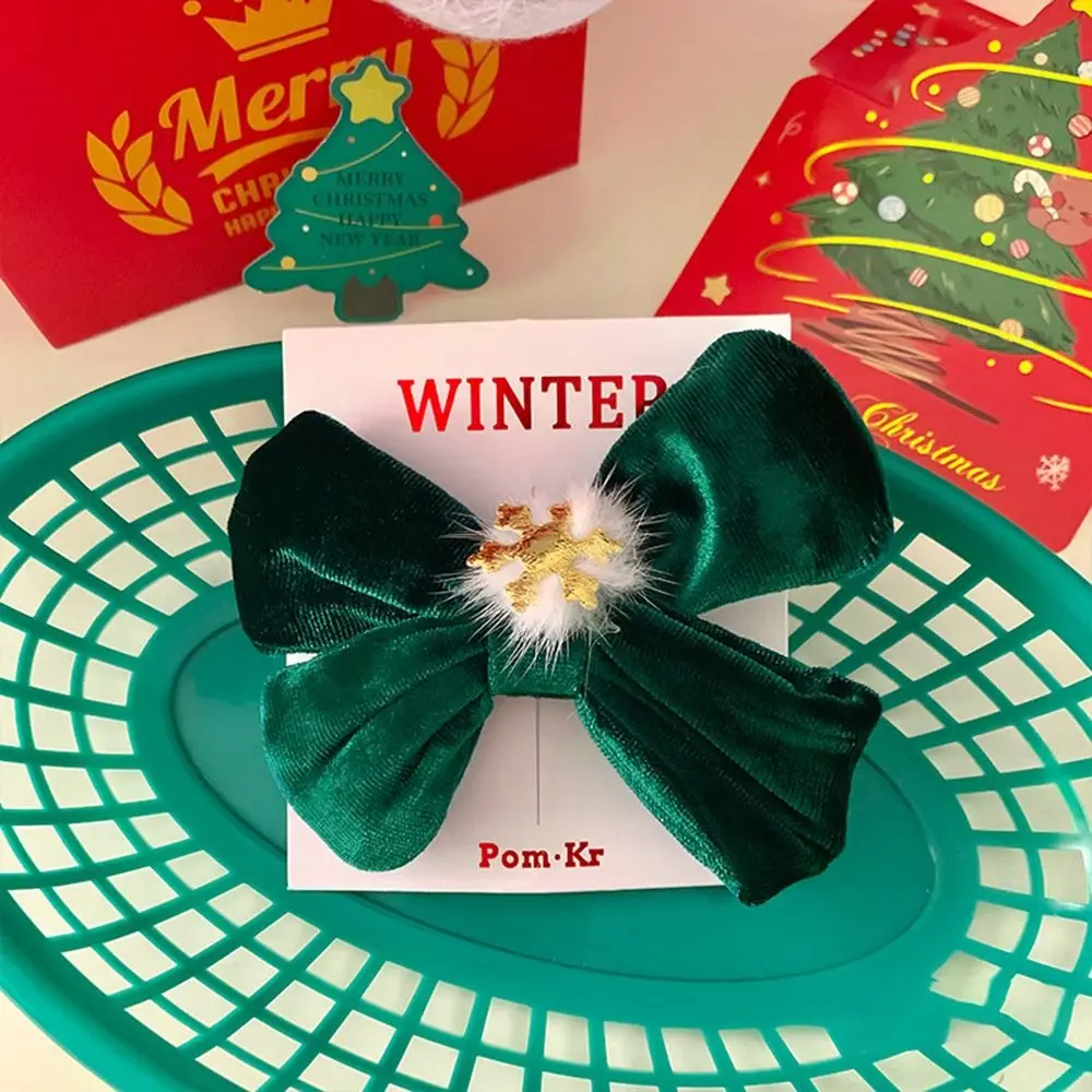 Bow Exquisite Christmas Accessories Fashion Cute Elk Headwear Santa Claus Flocking Christmas Deer Hairpin Girl