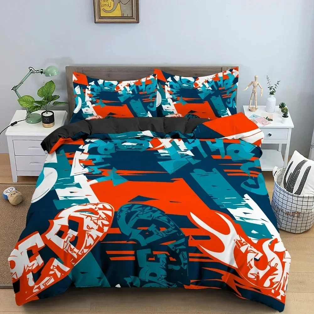 3D Cartoon Graffiti Bedding Set For Bedroom Soft Modern Bedspreads Comefortable Kids Duvet Cover Quilt Cover And Pillowcase