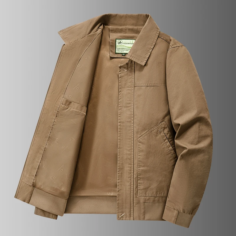 

Men's Military Jacket Casual Washed Cotton Hooded Canvas Coat Fall Coat Men's Pure Cotton Flight Jacket Stand Collar Button Coat