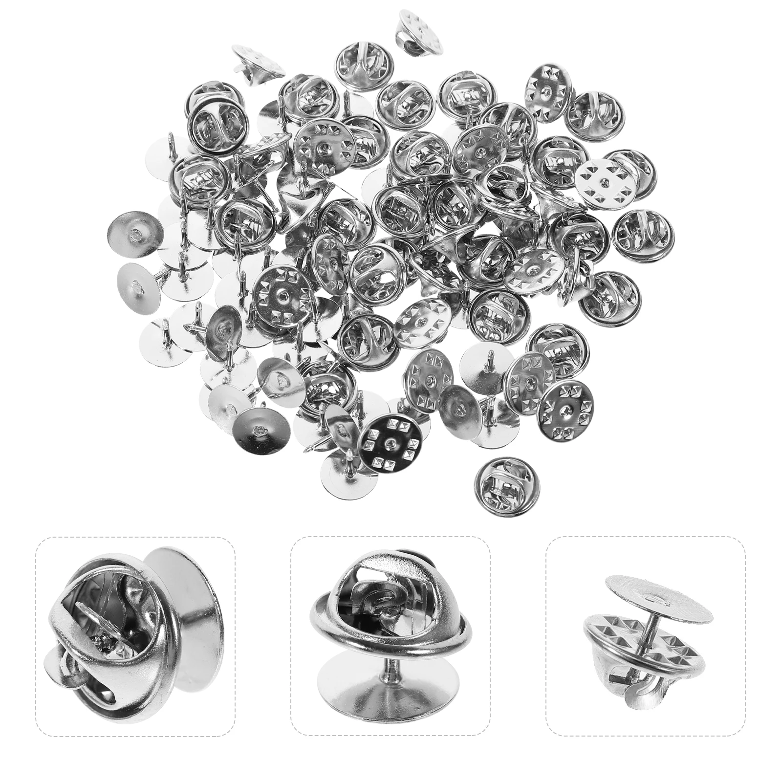 

50pcs Clutch Tie Tacks Blank with Clutch Back Silver Tie Tacks Blank for Tie Tacks Jewelry Making Squeeze Badge Chrome 2025 NEW