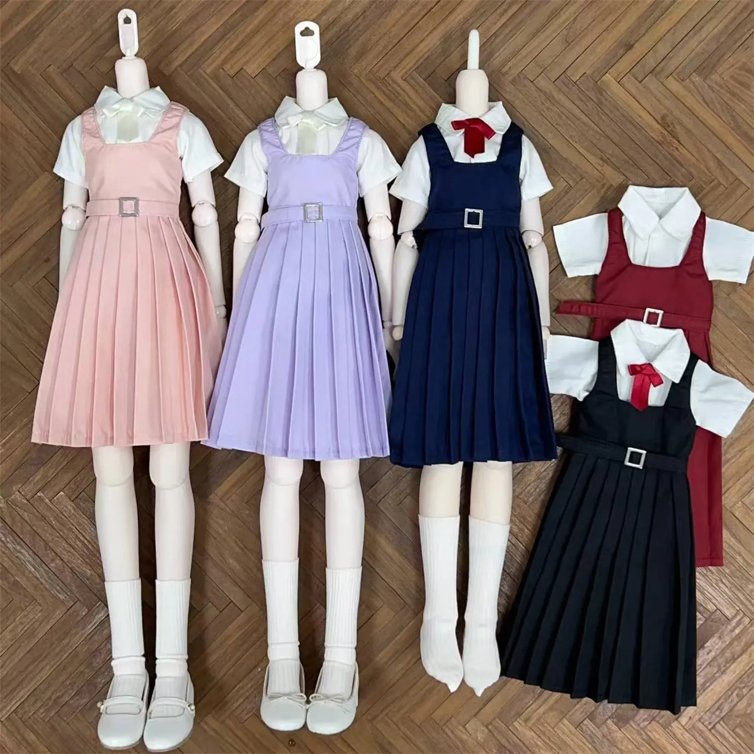 BJD Doll Clothes Long Dress 4-piece Set Girls Cute Multi-color 1/4 1/6 Honor Student Set Middle School Uniform Doll Accessories