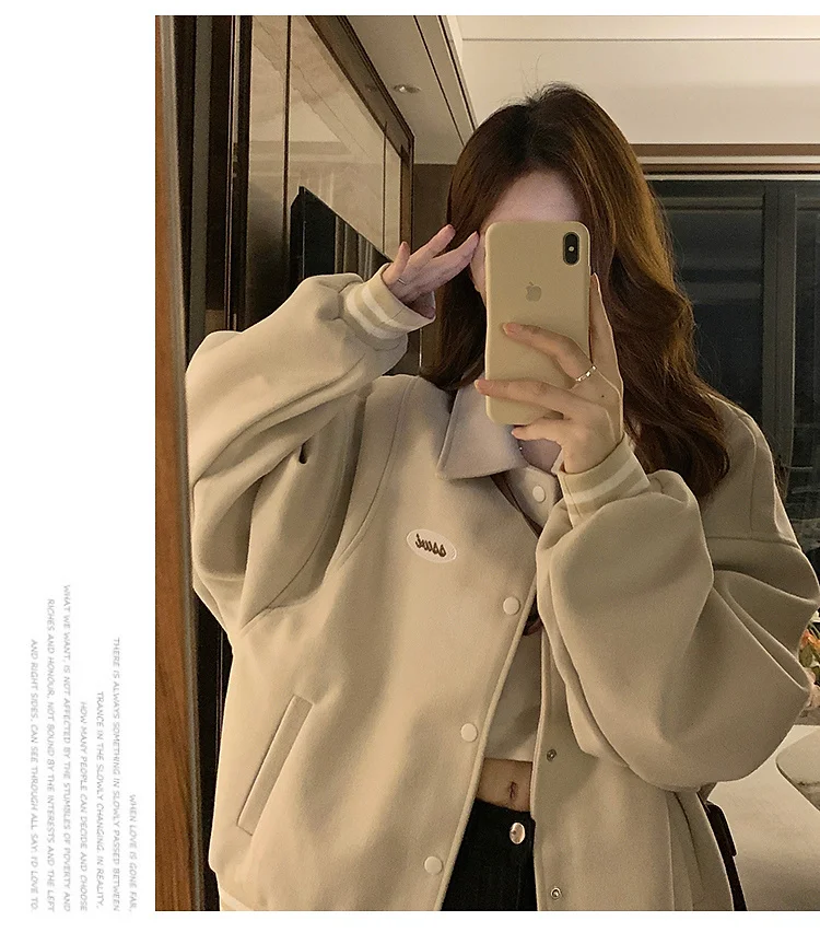 

Baseball Jackets Light Blue Womens Autumn Adjustable Fringed Batwing Anti-Punching Boyfriend Lightweight Comfy Wide Military Y2K