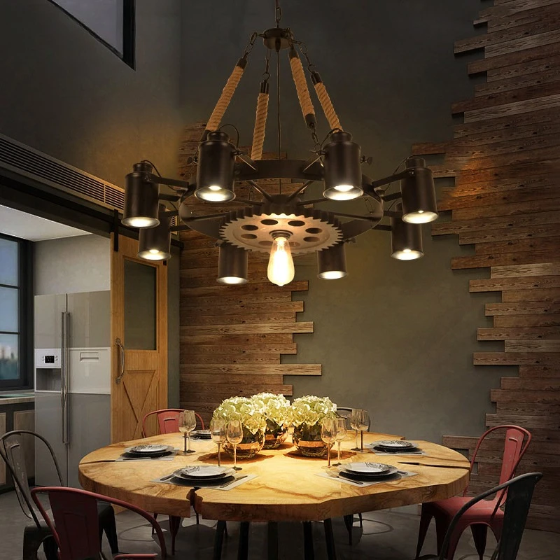 Industrial Creative Unique Restaurant Booth Pendant Light Dining Living Room Bar American Retro Iron Art Lamp Home Changeable
