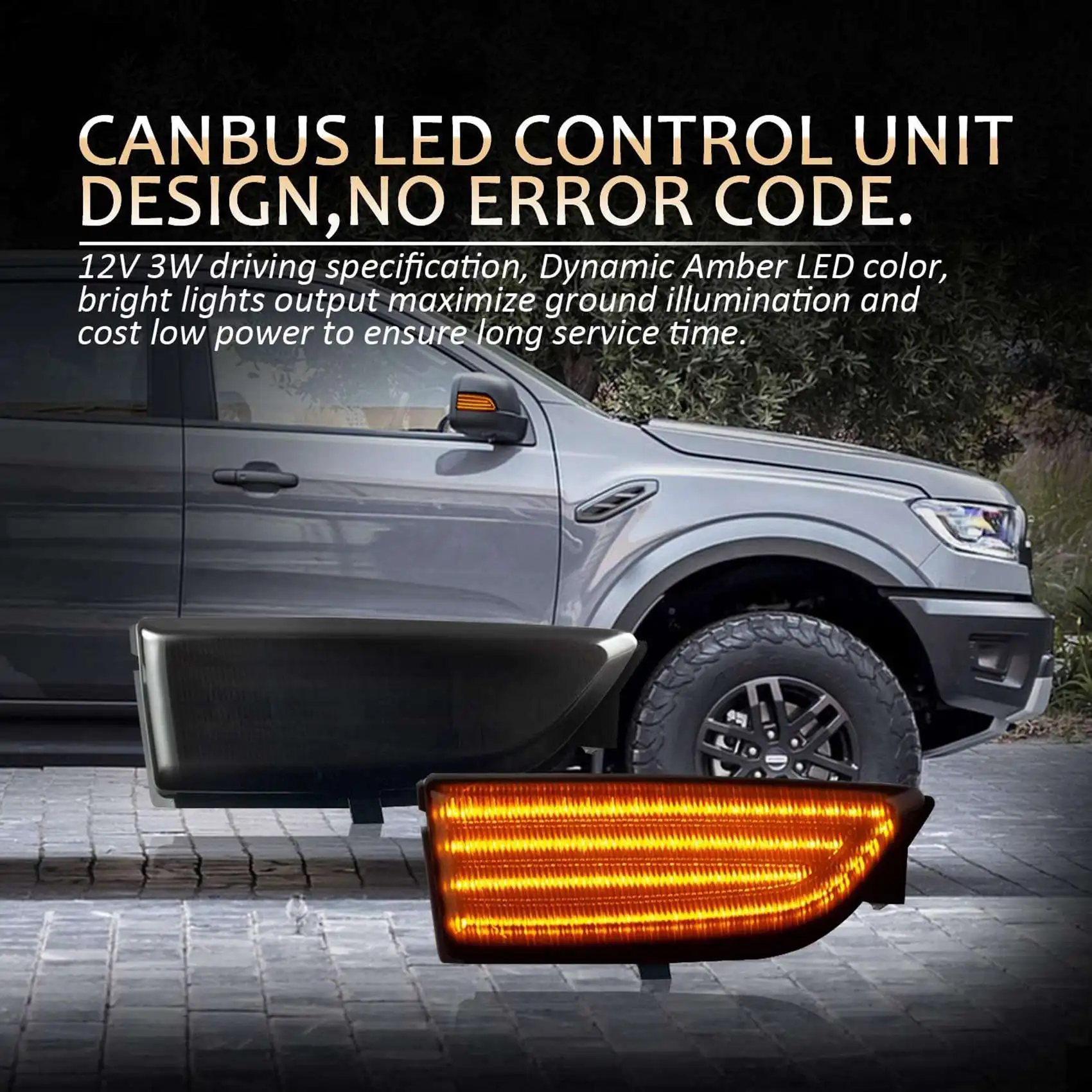 Car Dynamic LED Turn Signal Rearview Mirror Lights Blinker For Ford Everest 2015-2019 Ranger T6 Raptor Wildtrak-A02G view 4