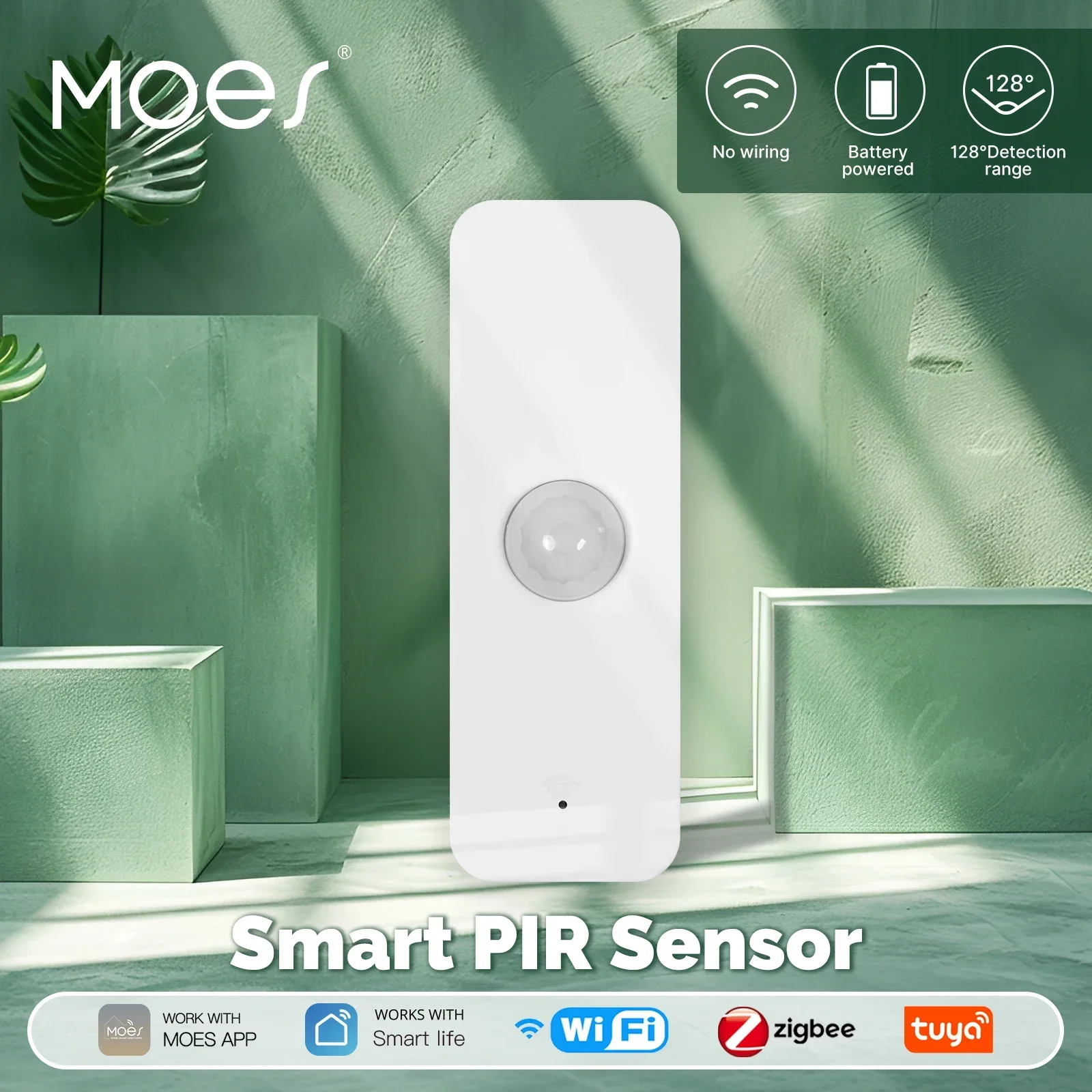 

MOES Tuya WiFi/ZigBee Smart PIR Sensor Human Body Infrared Motion Detector Home Security Scene Linkage Automation Battery Power