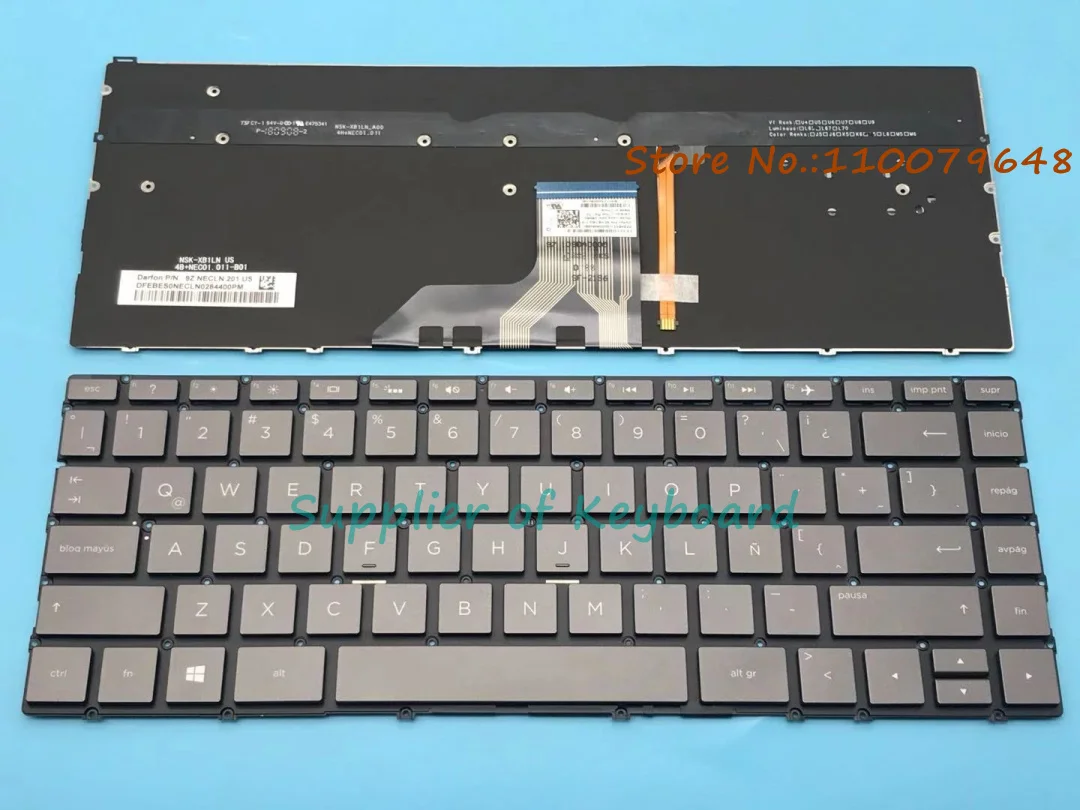 NEW For HP Spectre 13-ac002la 13-ac003la Latin Spanish Keyboard Backlit Brown