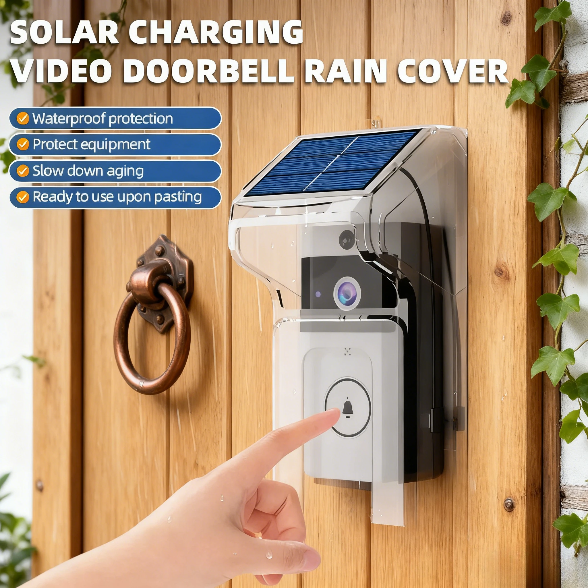

Wireless Smart Video Doorbell Mobile App Remote Control Video Monitor Voice-Changing Intercom Doorbell Solar Charge Rain Cover