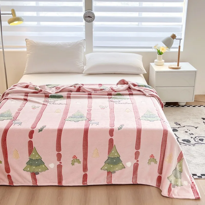 عيد الميلاد سميكة الفانيلا بطانية شجرة عيد الميلاد سانتا كلوز الرنة نمط رقيق لينة رمي بطانية الدفء عيد ميلاد سعيد #4