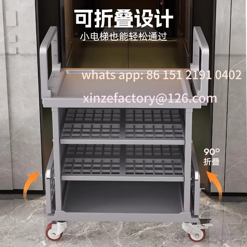 عربة الكتان القابلة للتخصيص، عربة عمل الفندق، عربة تنظيف خدمة الغرفة، عربة تنظيف مدخل الفندق #3
