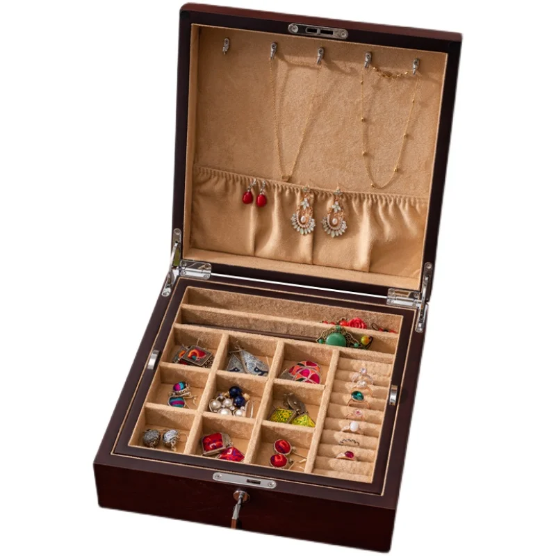 

High end wooden jewelry watch integrated storage box necklace bracelet jewelry box men's and women's ins style jewelry