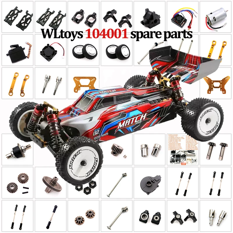 Peças de Reposição Originais WLtoys 104001: Placa-Mãe, Engrenagem de Direção, Engrenagem Diferencial, Copo de Direção, Motor, Braço Oscilante, Receptor