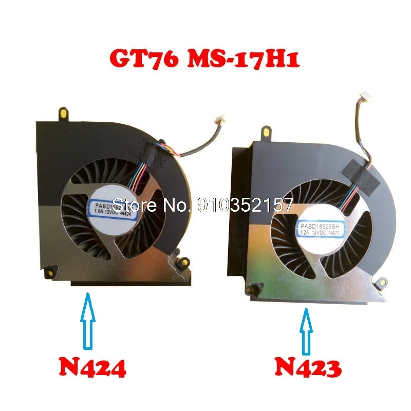 N423 N424 4PIN CPU GPU ventilador para MSI GT76 9SG MS-17H1 GT76 9SG-048CN i9-9900K RTX2080 2070 PABD18525BM N424 PABD18525BH N423