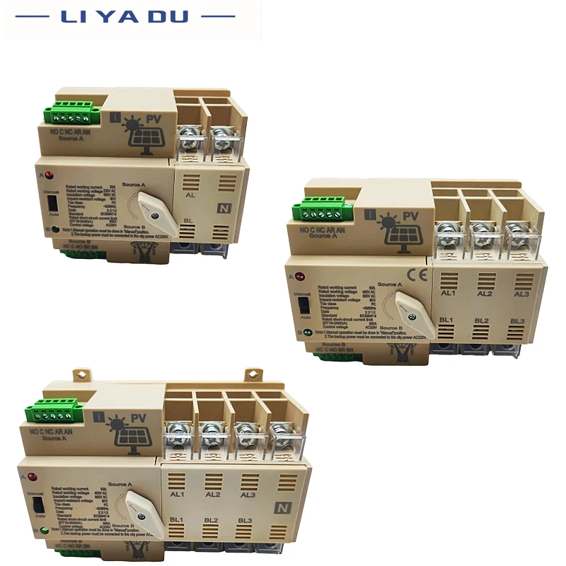 Imagem -06 - Mini Interruptor de Transferência Automática das Energias Solares na Rede Trilho do Ruído Ats Ats Sistema do Picovolt Poder ao Poder da Cidade Ac220v 2p 3p 4p