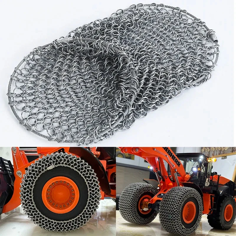 

RC Metal Snow Chain Upgrade Anti-skid Chains For 1/14 Kabolite Engineering Hydraulic Forklift Loader K988 K960 K966 JDM 198D