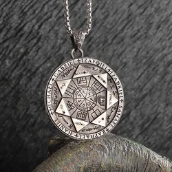 Seven Angels Magic Circle Solomon\\'s Seal Amulet Necklace Pendant Men\\'s Punk Retro Lucky Amulet Jewelry