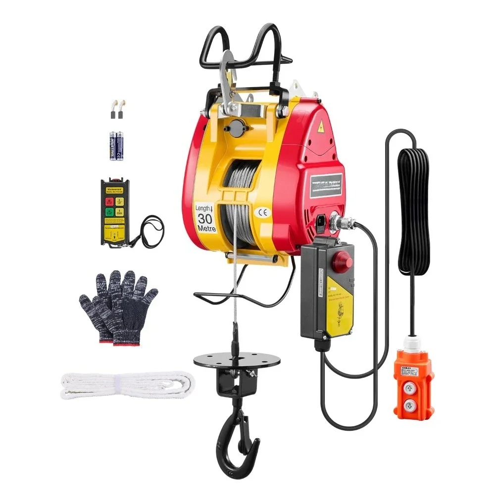 

2-in-1 Electric Hoist Winch, 1100 lbs Capacity, 1800W Portable Power Winch, 98 ft Lifting Height, 36 ft/min with Wire and