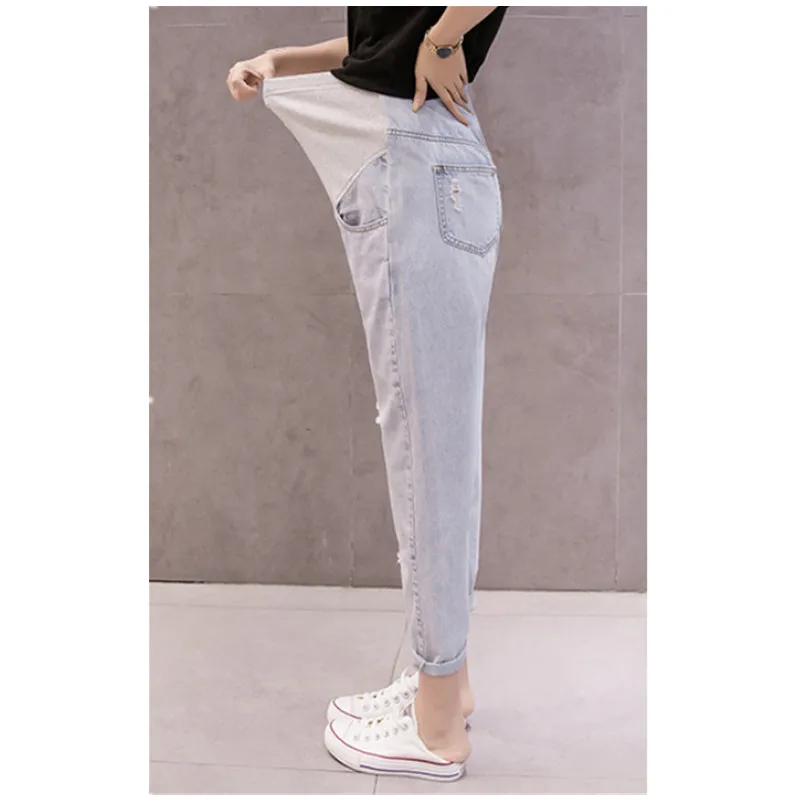 2024 New Spring Maternity Jeans High Waist Nursing Thin Denim Pants Pregnant Women Nine-Point Jeans Maternity Trouser B0022